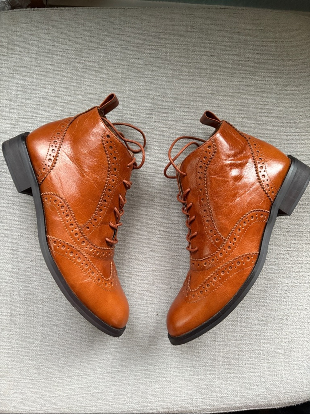 Kate Kanzer Brown Brogue Oxford Ankle Boots - Picture 4 of 7
